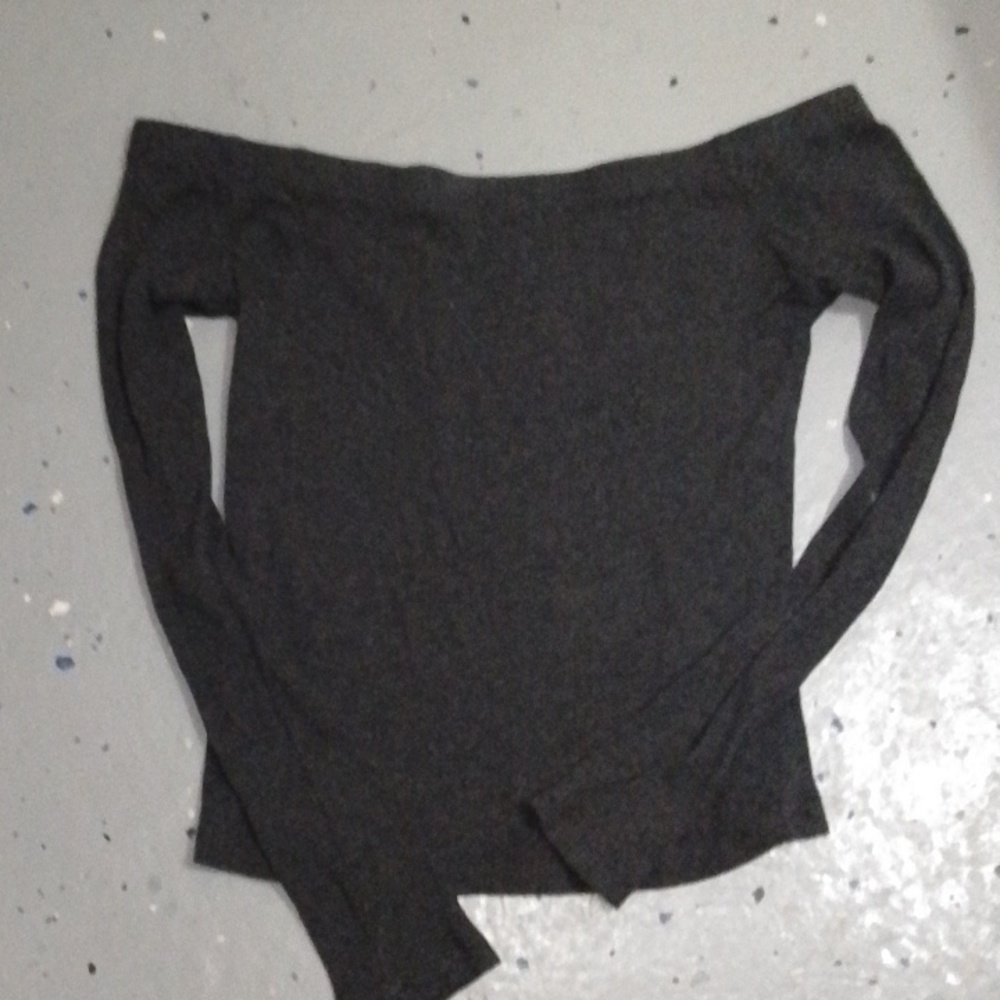 Little gray off the shoulders ripe sweater